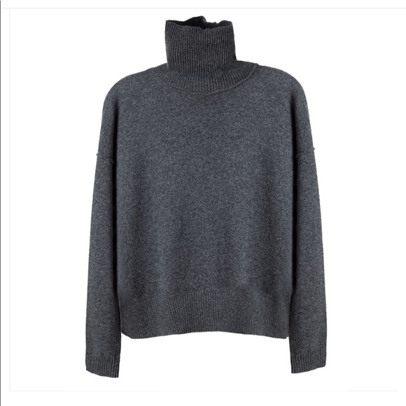 Cuyana Sweaters - Cuyana Charcoal Wool Cashmere Turtleneck Sweater